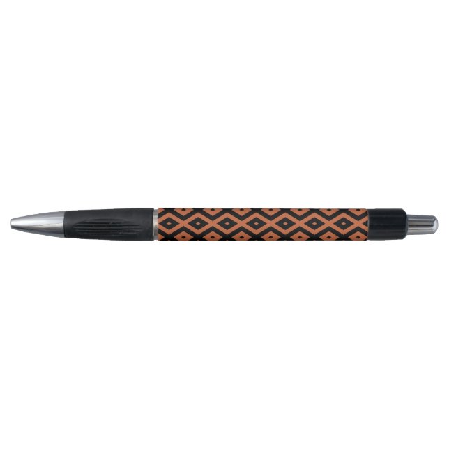 Stylo Motif en diamant orange et noir (Devant)