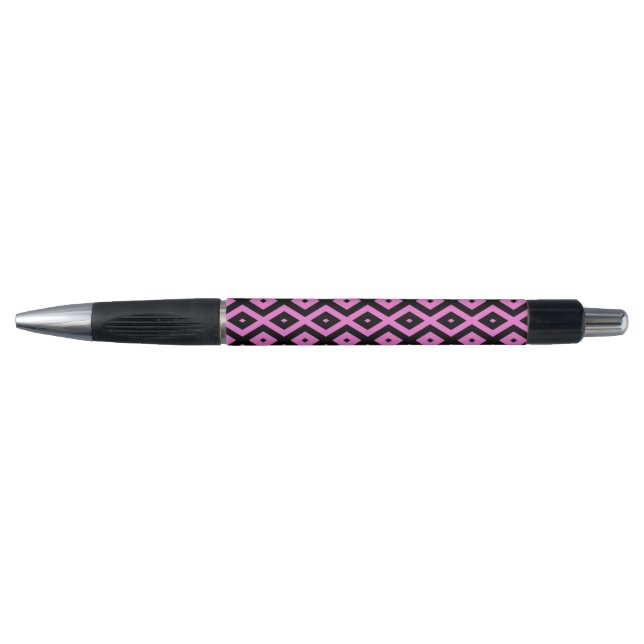 Stylo Motif en diamant rose et noir (Devant)