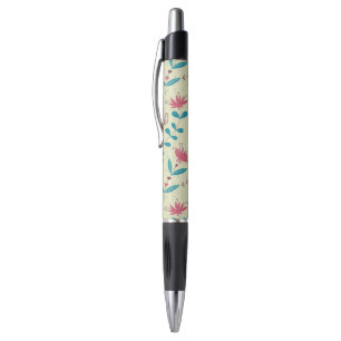 Stylo Motif floral avec des chats de bande dessinée