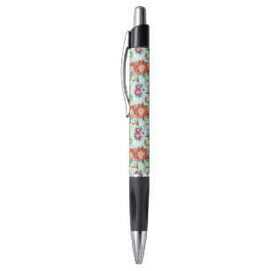 Stylo Motif floral vintage rose et rouge