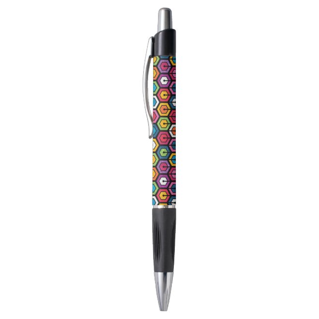 Stylo Motif géométrique coloré avec des hexagones (Haut (Vertical))