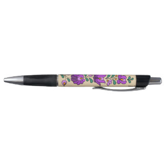 Stylo Motif hongrois de broderie, "Matyó" - violet