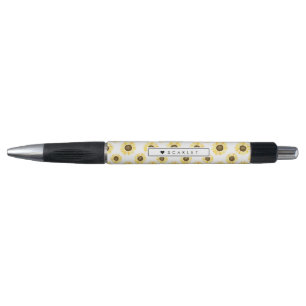 Stylo Motif jaune de tournesols personnalisé