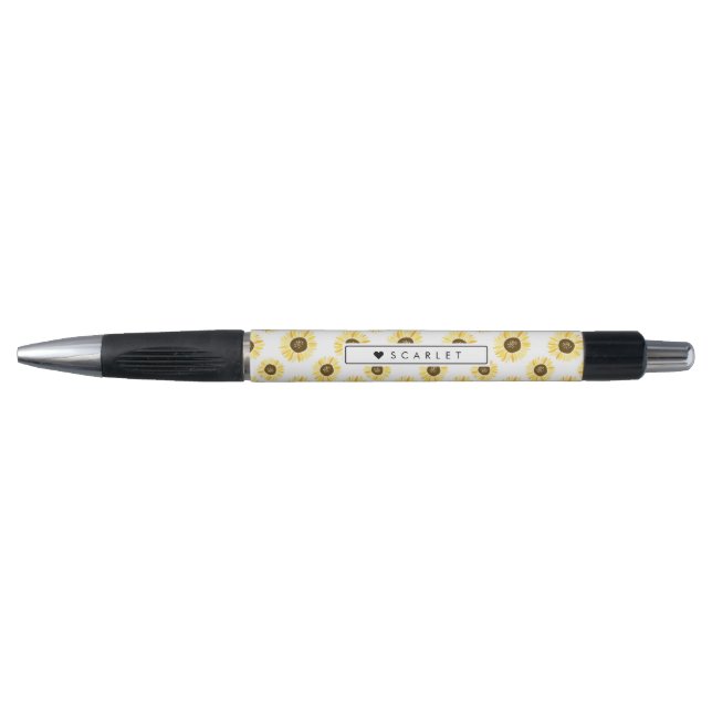 Stylo Motif jaune de tournesols personnalisé (Devant)