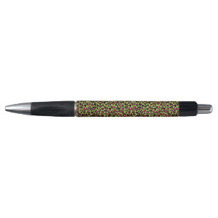 Stylo Motif léopard en framboise sur Lime Green