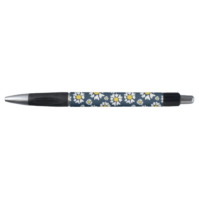 Stylo Motif marguerrier, motif floral, marguerites blanc (Devant)
