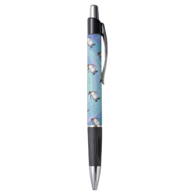 Stylo Motif mignon de pingouin sur le bleu (Bas (Vertical))