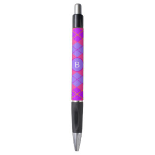 Stylo Motif monogramme arc-en-ciel rose et bleu vif