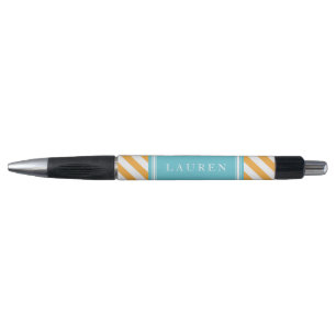 Stylo Motif Orange and Aqua Stripes
