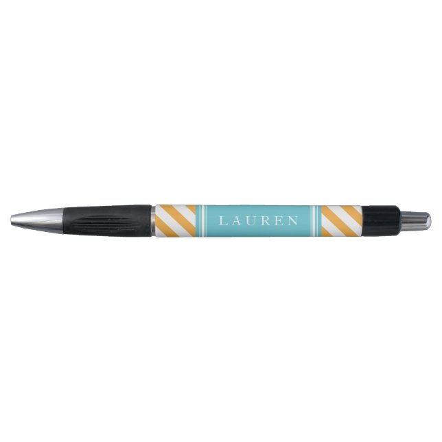 Stylo Motif Orange and Aqua Stripes (Devant)