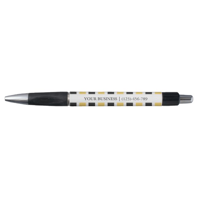 Stylo Motif rayé jaune Personnalisé (Devant)