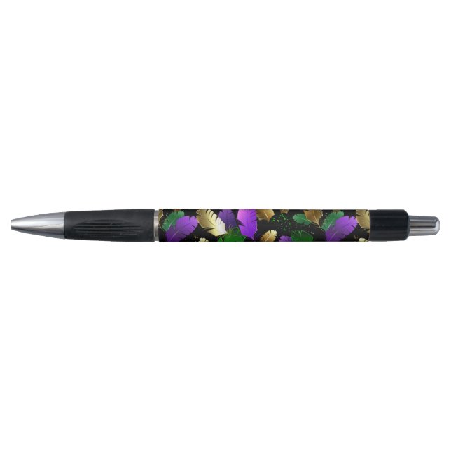 Stylo Motif sans couture avec des plumes de Mardi Gras (Devant)