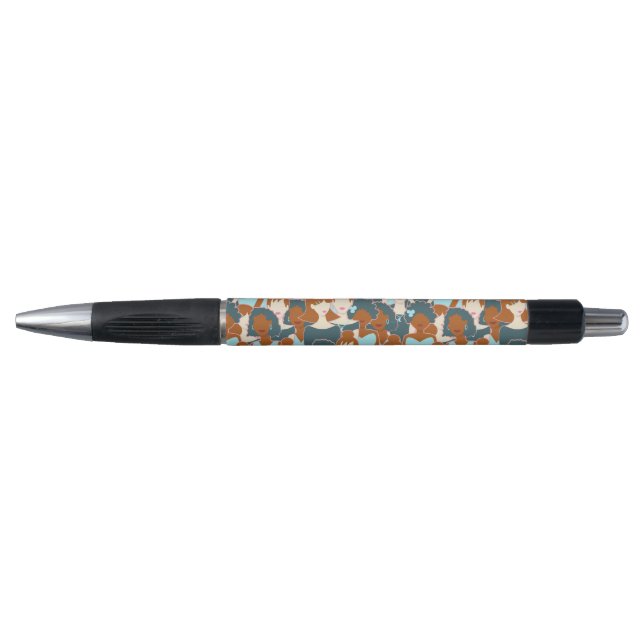 Stylo Motif sans couture avec filles noires et blanches (Devant)