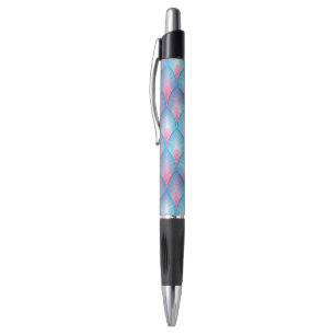 Stylo Motif turquoise et rose de pétale