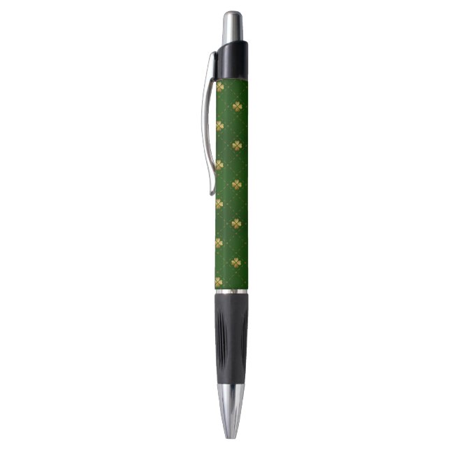 Stylo Motif vert d'or de trèfle (Haut (Vertical))