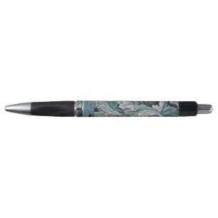 Stylo Motif vintage feuille d'acanthe bleue de William M
