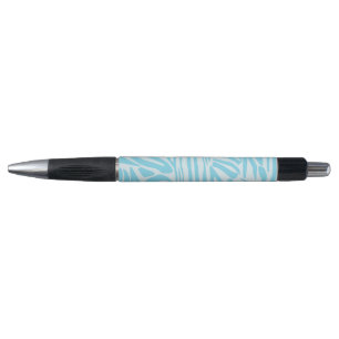 Stylo Motif Zèbre Bleu