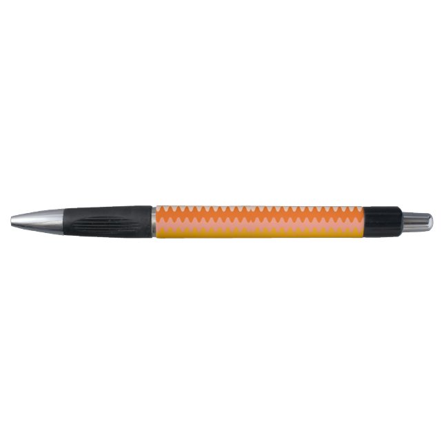 Stylo Motif Zig Zag Jaune, Orange et Blanc Moderne (Devant)