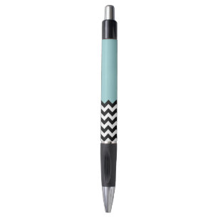 Stylo Motif Zigzag noir et blanc, Chevron, Bleu