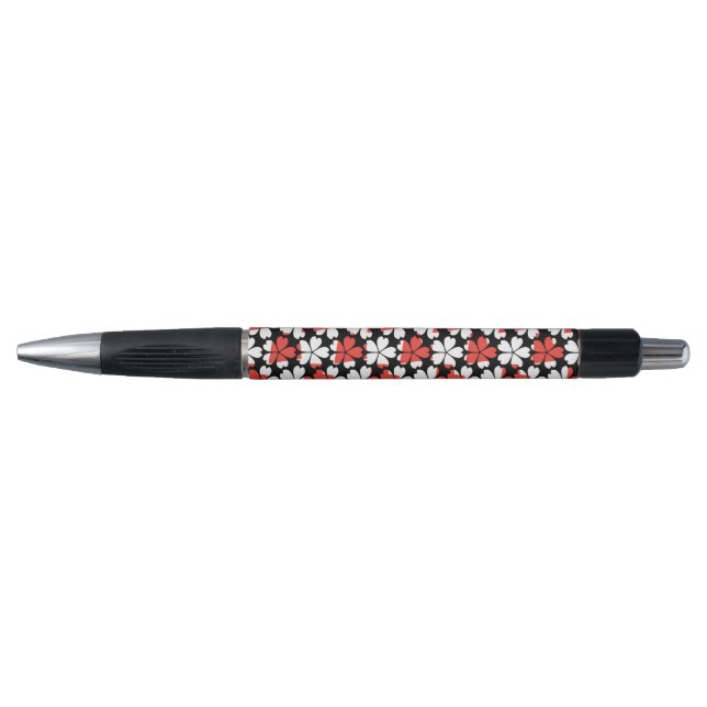 Stylo Motifs de fleurs blanches rouges mignons (Devant)