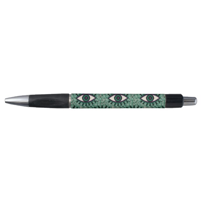 Stylo "Mystic Emerald Eyes" - Psychedelic Swirl Seamless (Devant)