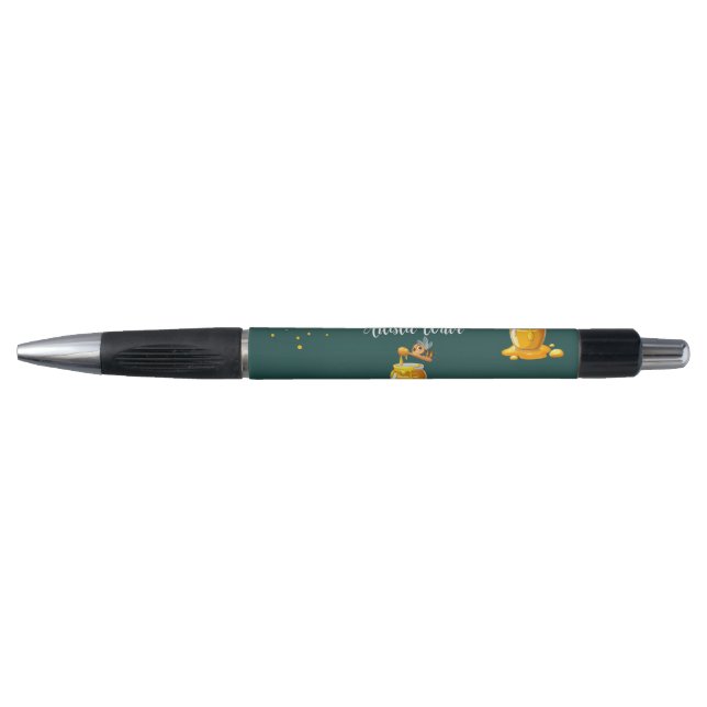 Stylo nid d'abeille personnalisé vert clair élégan (Devant)