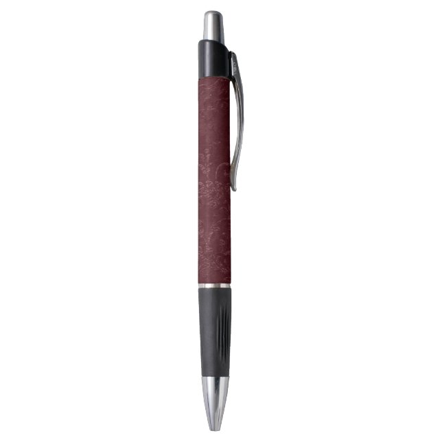 Stylo Noël floral bordeaux profond (Bas (Vertical))