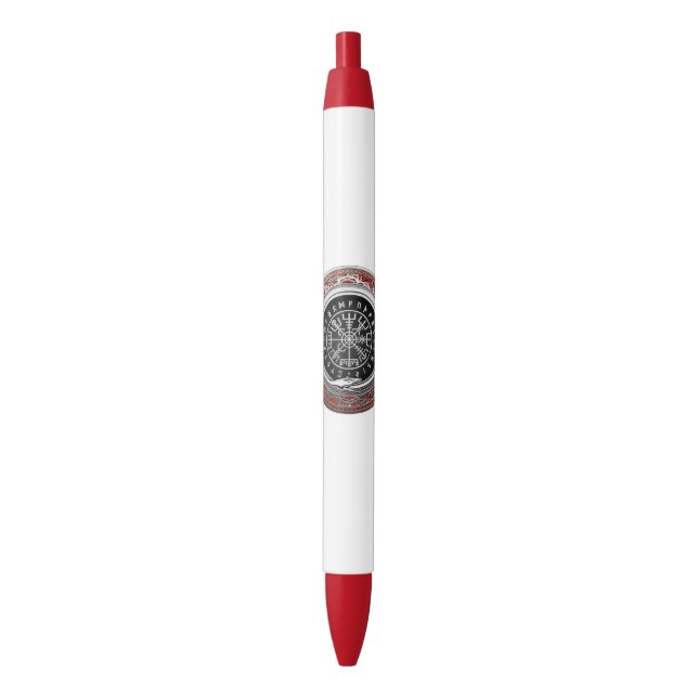 Stylo Noir [610] Vegvisir - Viking Silver Magic Runic Compass (devant Vertical)