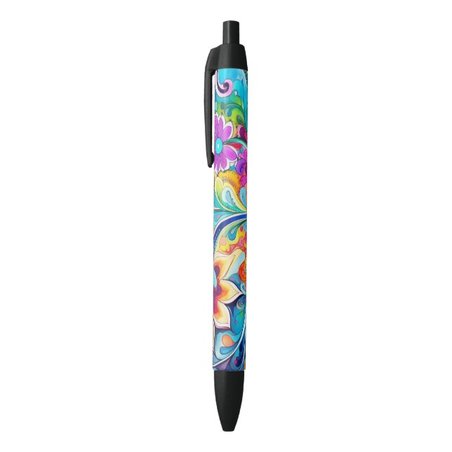 Stylo Noir 70s 60s Psychedelic Hippy Retro Hip (Haut (Vertical))