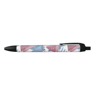 Stylo Noir 80s Abstrait lunaire Dusty Mauve rose et bleu