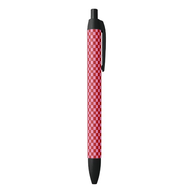Stylo Noir à damiers rouge et rose chaud (Bas (Vertical))