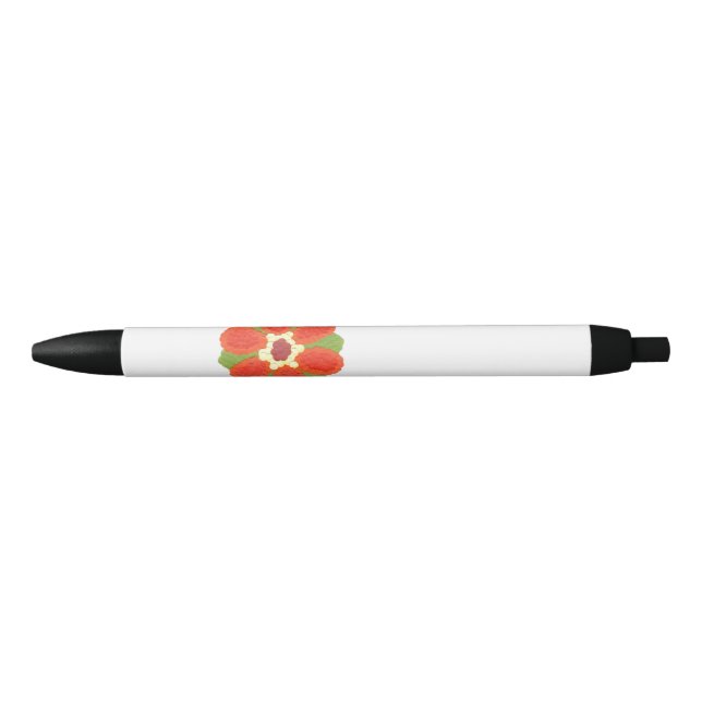 Stylo noir à fleurs pointillées (Devant)