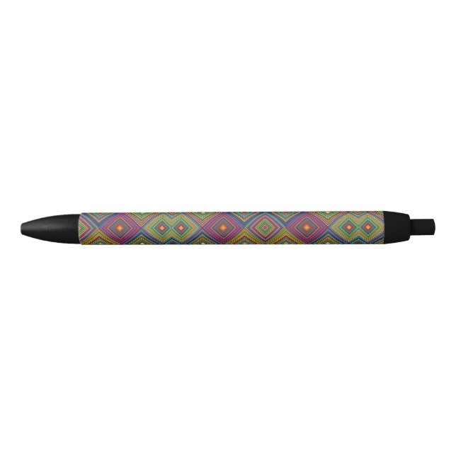 Stylo Noir A pen with a colorful geometric pattern  (Devant)