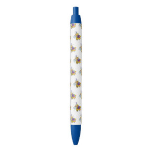 Stylo Noir Abeille à fleurs avec plantes sauvages