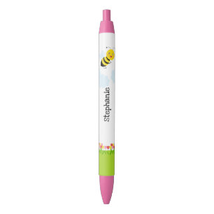 Stylo Noir Abeille dans Tulip Garden
