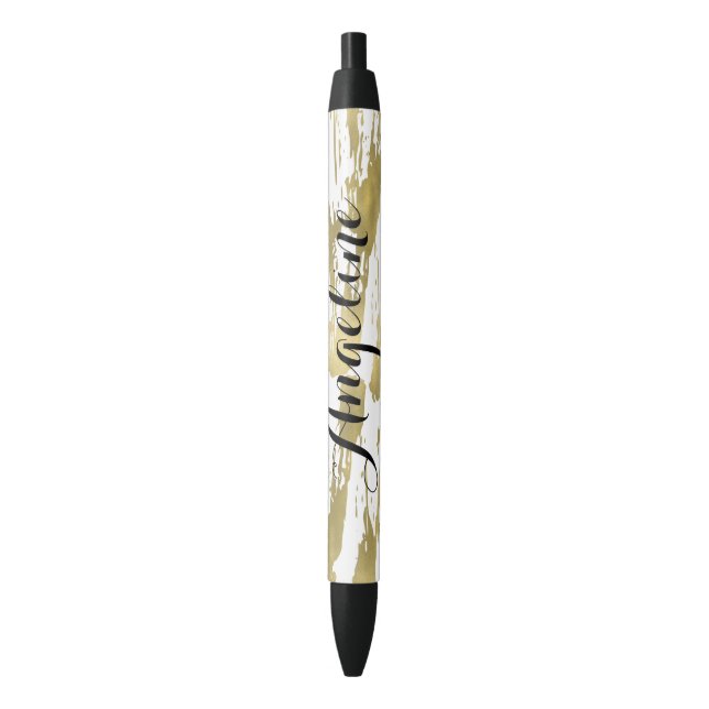Stylo Noir Abrégé sur charme d'or personnalisé (devant Vertical)