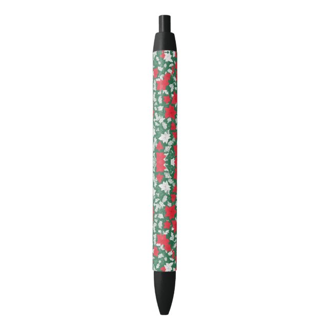 Stylo Noir Abstract design of poinsettia and Christmas roses (devant Vertical)