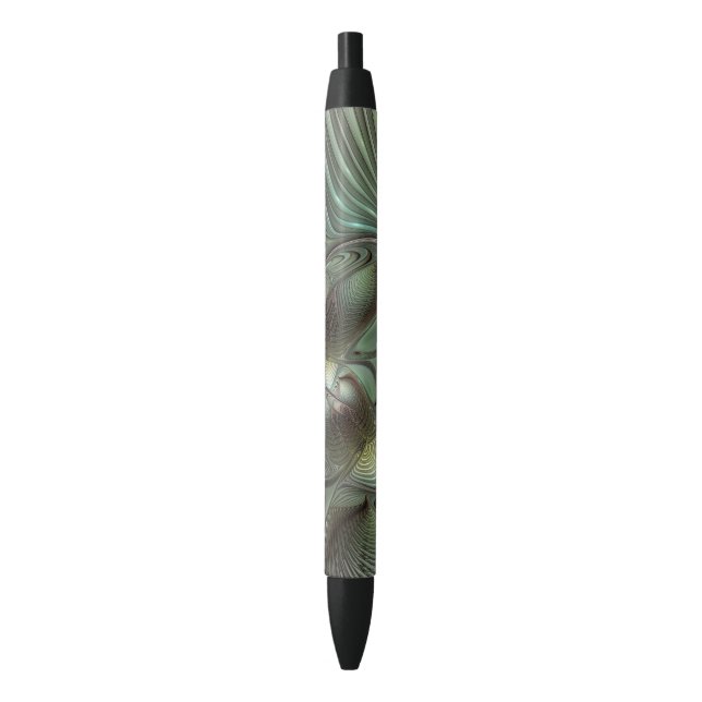 Stylo Noir Abstract Olive Sage Green Gray Fractal Art Fantasy (devant Vertical)