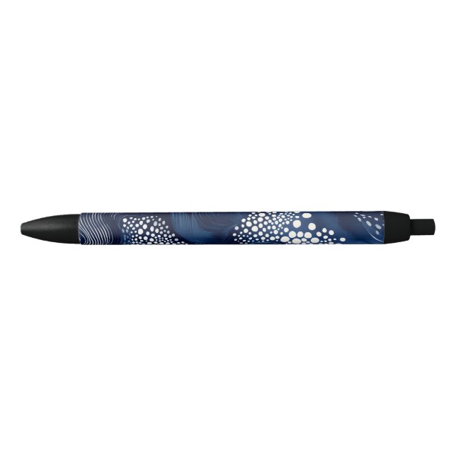 Stylo Noir Abstrait blanc et Turquoise (Devant)