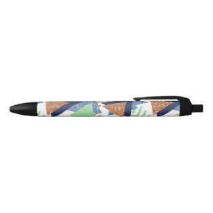 Stylo Noir Abstrait Couleurs 80s Rose Navy Or Menthe 90s