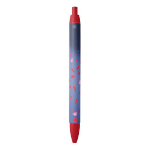 Stylo Noir Abstrait lune feuilles d'automne roses