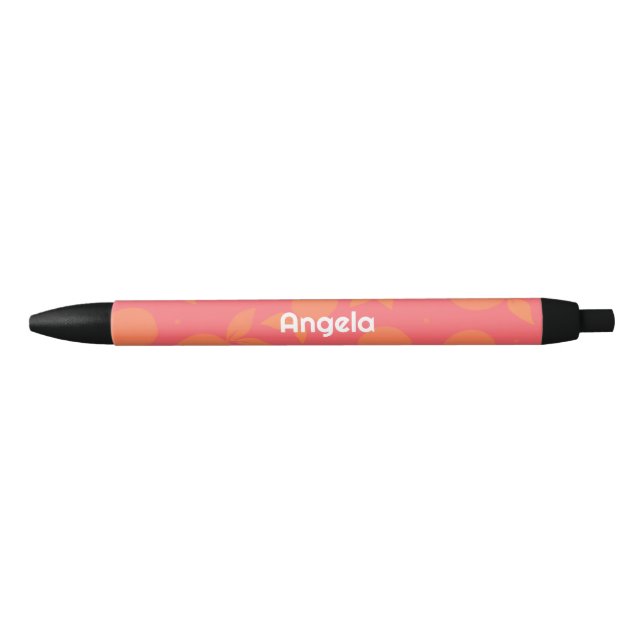 Stylo Noir Abstrait tangerine motif rose et orange (Devant)