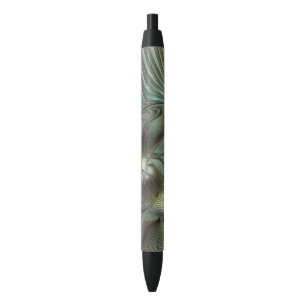 Stylo Noir Abstrait Vert Gris Sauge Fractale Art Fantastique