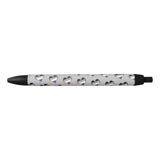 Stylo Noir Ace Pride Motif de coeur (Devant)