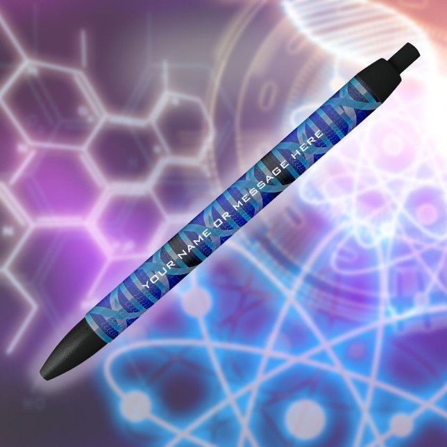Stylo Noir ADN personnalisé Bleu Science (Personalized DNA Blue Science Black Ink Pen)