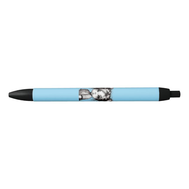 Stylo Noir Adorable Fille de Noël avec chatte - Idée cadeau m (Devant)