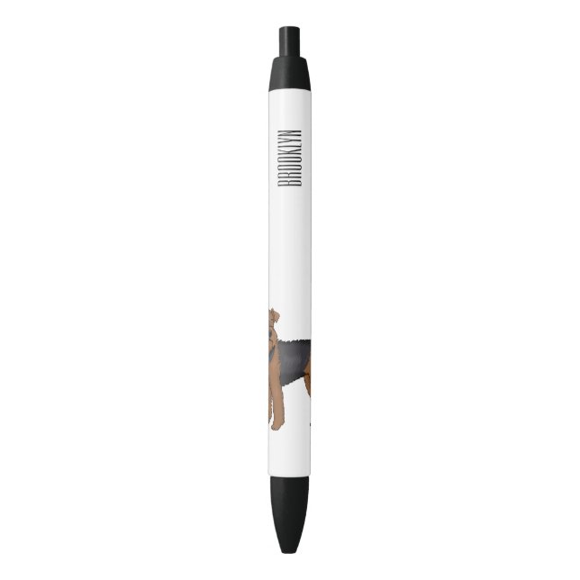 Stylo Noir Airedale terrier dog cartoon (devant Vertical)