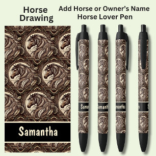 Stylo Noir Ajouter le nom du cheval ou du propriétaire, Dessi