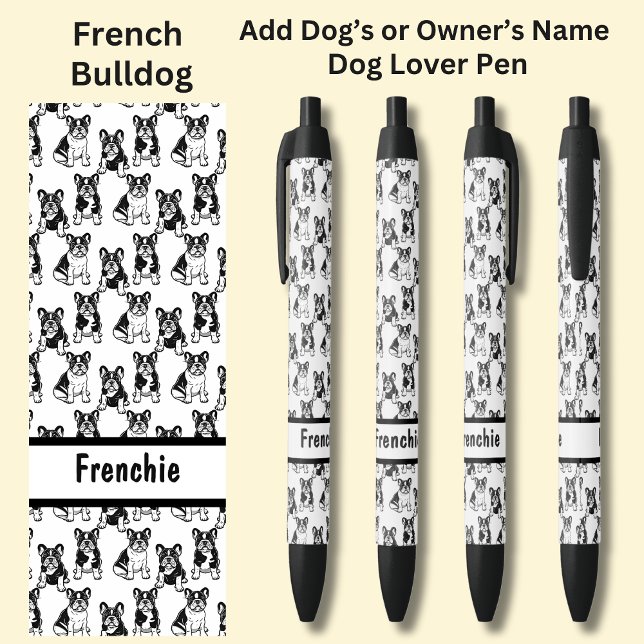 Stylo Noir Ajouter le nom du propriétaire ou du chien, French (Créateur téléchargé)