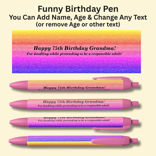 Stylo Noir Ajouter Nom, Joyeux Anniversaire & de Grandkids Pe (Créateur téléchargé)
